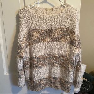 Soft Knit Multi-Colored Striped Cream Sweater